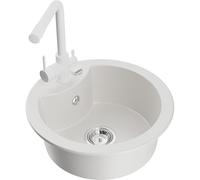 Mexen Diego fregadero de granito de 1 cubeta con grifo de cocina Duero, blanco - 6512-20-671600-20 18130 5905315024909