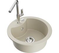 Mexen Diego fregadero de granito de 1 seno con grifo de cocina Flora, beige - 6512-69-670401-00 20862 5905315060532