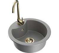 Mexen Diego fregadero de granito de 1 tazón con grifo de cocina Telma, gris - 6512-71-670200-50 18355 5905315015297