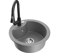 Mexen Diego fregadero de granito de un seno con grifo de cocina Elia, gris - 6512-71-670101-70 19877 5905315030115