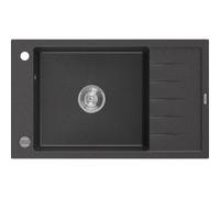 Mexen Elias fregadero de granito de 1 seno con escurridor 795 x 480 mm, negro moteado, sifón cromado - 6511791005-76 4015 5907709194533