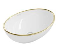 Mexen Elza lavabo de encimera 40 x 33 cm, blanco/borde dorado - 21014005 1128 5907709191488