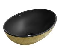 Mexen Elza lavabo de encimera 40 x 33 cm, negro mate/dorado patrón de escamas - 21014028 21405 5907709156562