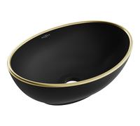 Mexen Elza lavabo de sobremesa 40 x 33 cm, negro mate/borde dorado - 21014025 21402 5907709156531