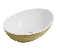 Mexen Elza lavabo sobre encimera 40 x 33 cm, blanco/dorado patrón escamas - 21014008 21395 5907709156470