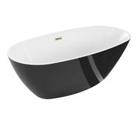 Mexen Eris bañera exenta 155 x 80 cm, blanca/negra, rebosadero dorado - 53441558075-50 46439 5905315384034