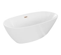 Mexen Eris bañera exenta 170 x 80 cm, blanca, rebosadero oro rosa - 53441708000-60 46451 5905315384157