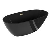 Mexen Eris bañera independiente 170 x 80 cm, negra, rebosadero dorado cepillado - 53441708070-55 46460 5905315384249
