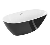 Mexen Eris bañera independiente 180 x 80 cm, blanca/negra, desbordamiento metalizado - 53441808075-95 46498 5905315384591