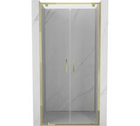 Mexen Exo puertas de ducha abatibles dobles 90 cm, transparentes, doradas - 8182-090-000-50-00 59107 5905315970855