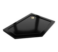 Mexen Flat ducha de esquina slim derecha 90 x 80 cm, negro, desagüe dorado - 41P708090R-G 101734 5907931074429