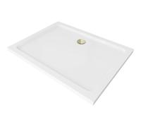Mexen Flat ducha rectangular slim 130 x 90 cm, blanco, desagüe dorado - 40109013G 13251 5907709164567