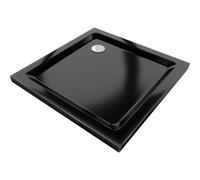 Mexen Flat plato de ducha cuadrado slim 90 x 90 cm, negro, sifón cromado - 40709090 2530 5903163389393