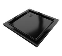 Mexen Flat plato de ducha cuadrado slim 90 x 90 cm, negro, sifón negro - 40709090B 13200 5907709164772
