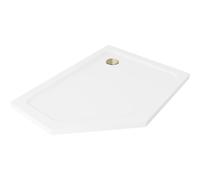 Mexen Flat plato de ducha pentagonal slim derecho 100 x 90 cm, blanco, desagüe dorado - 41P109010R-G 101723 5907931074290