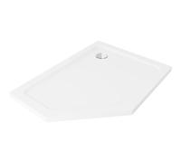 Mexen Flat plato de ducha pentagonal slim derecho 90 x 80 cm, blanco, desagüe cromado - 41P108090R 97714 5905315993502