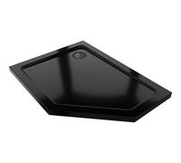Mexen Flat plato de ducha pentagonal slim izquierdo 90 x 80 cm, negro, sifón negro - 41P708090L-B 101753 5907931074504