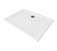 Mexen Flat plato de ducha rectangular slim 100 x 90 cm, blanco, desagüe negro - 40109010B 13245 5907709164512