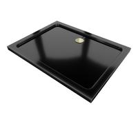 Mexen Flat plato de ducha rectangular slim 110 x 90 cm, negro, desagüe dorado - 40709011G 14510 5907709151864