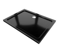 Mexen Flat plato de ducha rectangular slim 110 x 90 cm, negro, sifón cromado - 40709011 14507 5907709150126