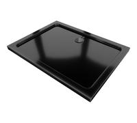 Mexen Flat plato de ducha rectangular slim 120 x 80 cm, negro, sifón negro - 40708012B 13243 5907709164819