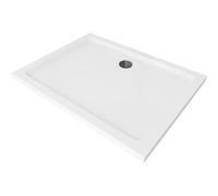 Mexen Flat plato de ducha rectangular slim 140 x 80 cm, blanco, sifón negro - 40108014B 13239 5907709164499