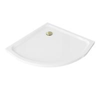 Mexen Flat plato de ducha semicircular slim 70 x 70 cm, blanco, sifón dorado - 41107070G 13201 5907709164680