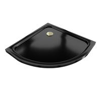 Mexen Flat plato de ducha semicircular slim 70 x 70 cm, negro, sifón dorado - 41707070G 13207 5907709164864