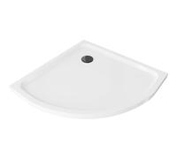 Mexen Flat plato de ducha semicircular slim 80 x 80 cm, blanco, sifón negro - 41108080B 13204 5907709164710