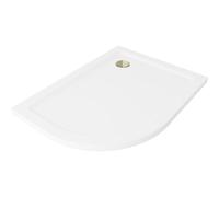 Mexen Flat plato de ducha semicircular slim derecho 100 x 80 cm, blanco, sifón dorado - 41108010P-G 98839 5907931027821
