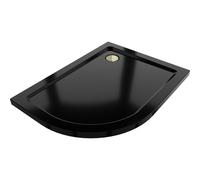 Mexen Flat plato de ducha semicircular slim derecho 120 x 80 cm, negro, sifón dorado - 41708012P-G 98851 5907931027944