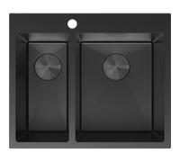 Mexen Flexo fregadero de acero inoxidable de 1,5 cubetas 610 x 510 mm, negro - 6446611500-70 79051 5905315982841