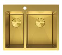 Mexen Flexo fregadero de acero inoxidable de 1,5 cuencas 610 x 510 mm, dorado HC - 6446611500-55HC 79048 5905315982810