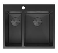 Mexen Flexo fregadero de acero inoxidable de 1,5 cuencas 610 x 510 mm, negro HC - 6446611500-70HC 79052 5905315982858