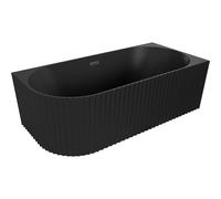 Mexen Gia bañera exenta de esquina acanalada derecha 150 x 75 cm, negro mate, rebosadero negro - 52701507571P-70 53722 5905315505712