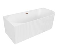 Mexen Gia bañera exenta rinconera acanalada izquierda 170 x 80 cm, blanca mate, rebosadero oro rosa - 52701708001L-60 53581 5905315505286