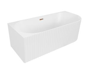 Mexen Gia bañera exenta rinconera acanalada izquierda 170 x 80 cm, blanca mate, rebosadero oro rosa - 52701708001L-60 53581 5905315505286