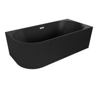Mexen Gia bañera exenta rinconera estriada derecha 150 x 75 cm, negro mate, rebosadero níquel cepillado - 52701507571P-97 53724 5905315505736