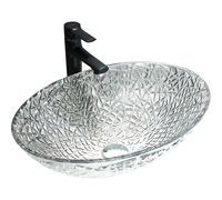Mexen Goa lavabo de cristal sobre encimera 50 x 36 cm, transparente - 24085000 15930 5907709159082