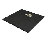 Mexen Hugo plato de ducha cuadrado SMC 90 x 90 cm, negro, cubierta dorada - 42709090-G 25232 5905315226235