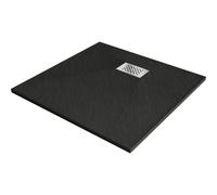 Mexen Hugo plato de ducha cuadrado SMC 90 x 90 cm, negro, cubre desagüe inox - 42709090-X 25194 5905315225849