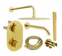 Mexen Kai DR70 conjunto de bañera-ducha empotrado con rociador de 25 cm, dorado - 77602DR70251-50 6498 5907709161207