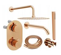 Mexen Kai DR70 conjunto de bañera-ducha empotrado con rociador de 30 cm, oro rosa - 77602DR70301-60 6475 5907709136618