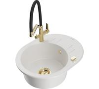 Mexen Kevin fregadero de granito de 1 seno con grifo de cocina Duo, blanco - 6517-20-671701-57-G 22994 5905315055149