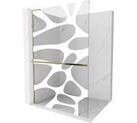 Mexen Kioto+ L panel de ducha con estante Walk-in 110 x 200 cm, ola blanca, dorada - 800-110-123-50-97 39286 5905315261441
