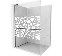 Mexen Kioto+ L panel de ducha con estante Walk-in 110 x 200 cm, patrón blanco, gris pistola cepillado - 800-110-123-66-85 40144 5905315264510