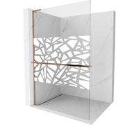 Mexen Kioto+ L panel de ducha con estantería Walk-in 90 x 200 cm, patrón blanco, oro rosa - 800-090-123-60-85 39459 5905315262738