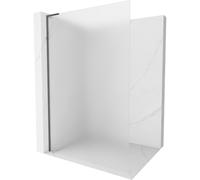 Mexen Kioto L panel de ducha Walk-in 100 x 200 cm, escarchado, gris acero cepillado - 800-100-103-66-30 40130 5905315256454