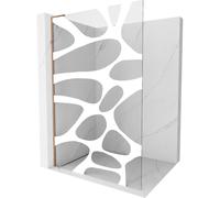 Mexen Kioto L pared de ducha Walk-in 80 x 200 cm, ola blanca, oro rosa - 800-080-103-60-97 39870 5905315254634