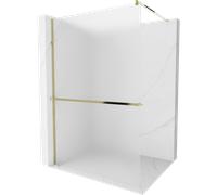 Mexen Kioto+ mampara de ducha con estante Walk-in 100 x 200 cm, escarchada, dorada - 800-100-121-50-30 13783 5907709169906